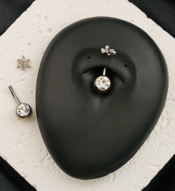Pinwheel Flower Clear CZ Titanium Threadless Belly Button Ring For Cheap - Image 2
