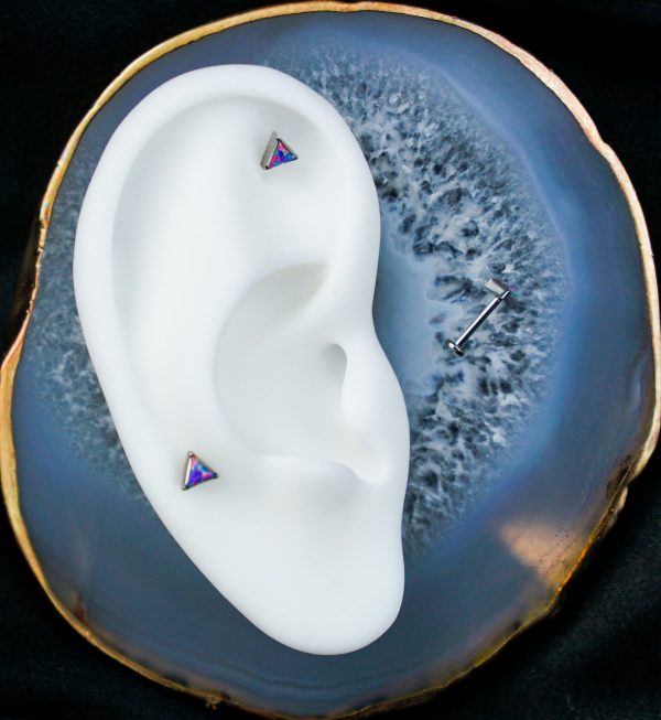 Triangle Purple Opalite Titanium Threadless Labret Hot on Sale - Image 2