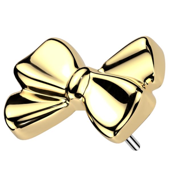Gold PVD Ribbon Bow Threadless Titanium Top Sale