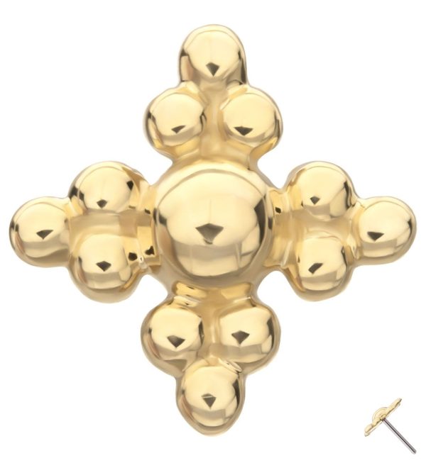 14kt Gold Triple Bead Quad Threadless Top on Sale