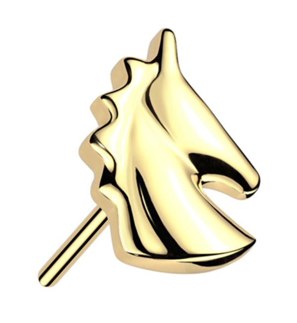 14kt Gold Unicorn Head Threadless Top Hot on Sale