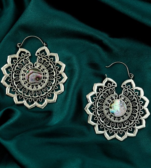 Stargaze White Brass Earrings With Abalone Inlay Hot on Sale - Image 2