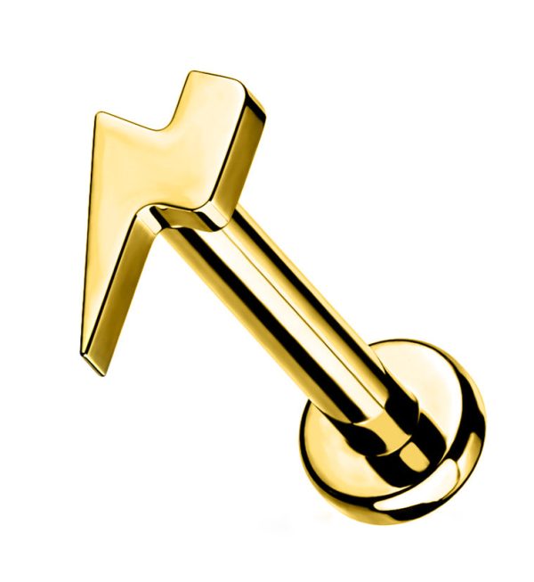 Gold PVD Electric Bolt Internally Threaded Titanium Labret Online