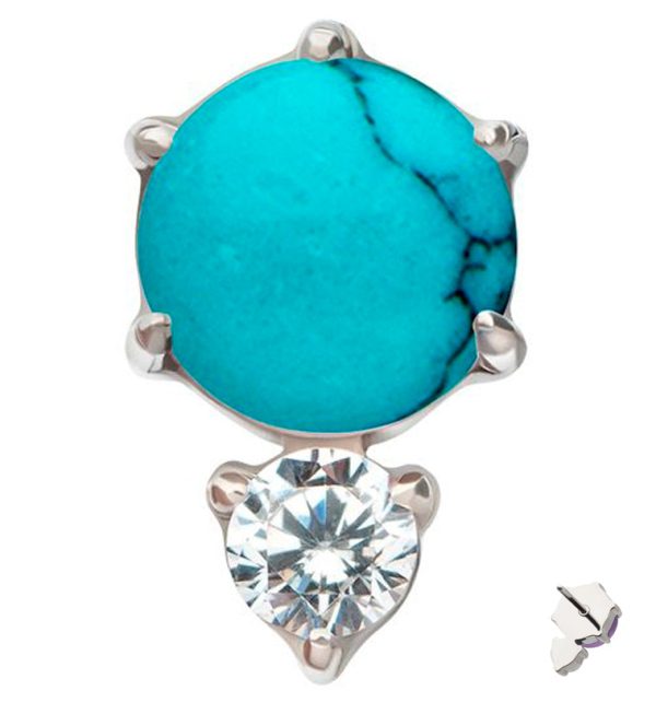 Howlite Turquoise Stone Drop Clear CZ Titanium Threadless Top Discount