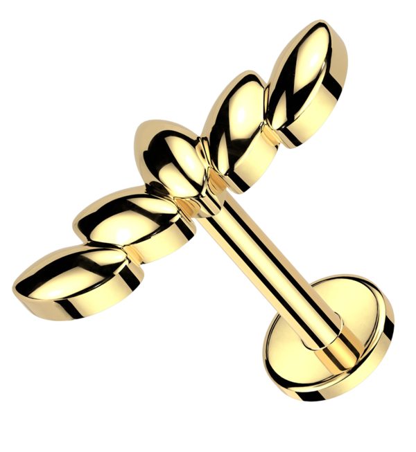 Gold PVD Crest Internally Threaded Stainless Steel Labret Cheap