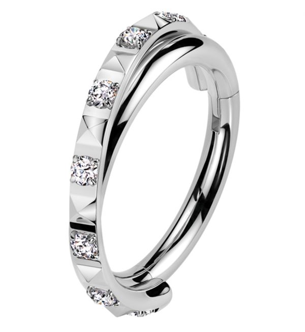 Crossover Polyhedra Clear CZ Titanium Hinged Segment Ring Online Sale