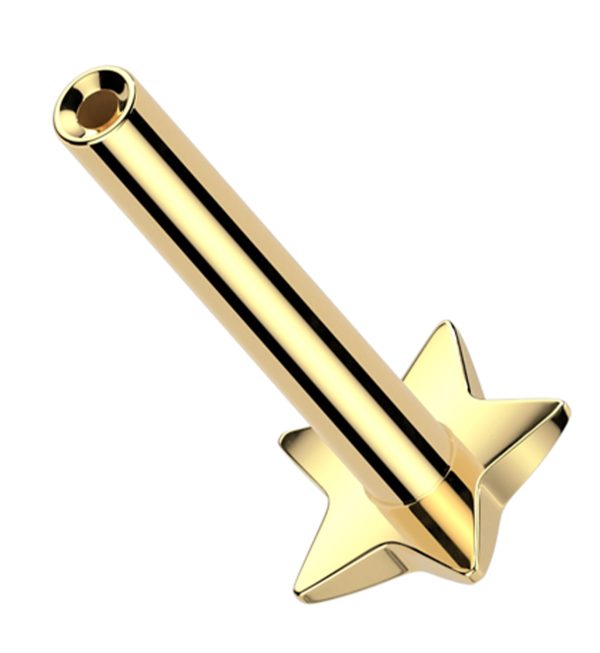 Gold PVD Convex Star Titanium Threadless Labret Post Hot on Sale