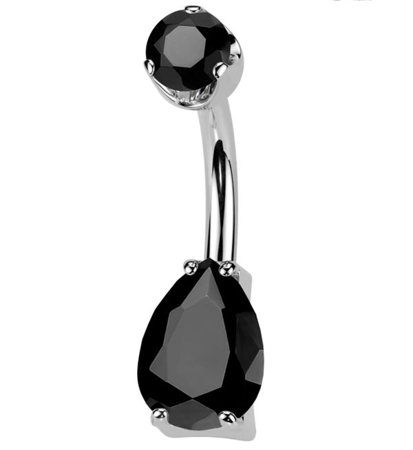 Black Agate Teardrop Internally Threaded Titanium Belly Button Ring For Discount