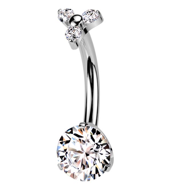 Trinity Clear CZ Titanium Internally Threaded Belly Button Ring Online Hot Sale