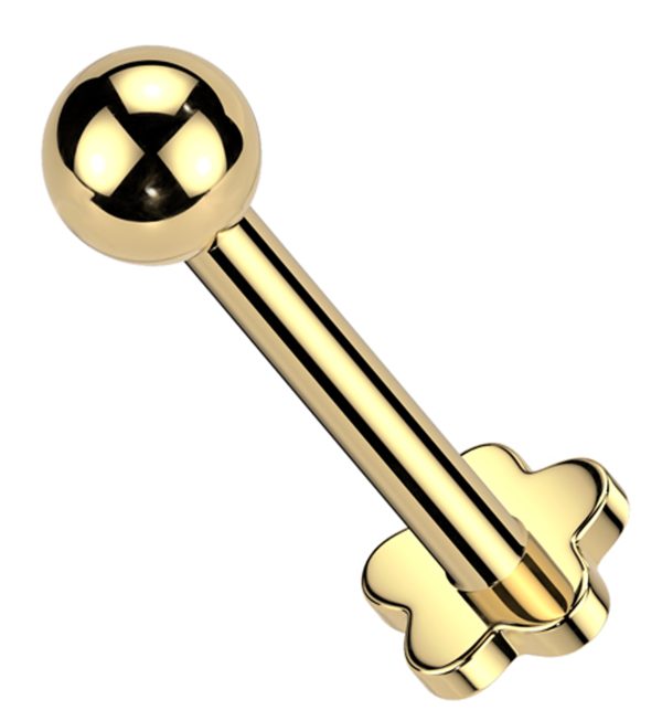 Gold PVD Ball Top Internally Threaded Titanium Flower Back Labret Online Hot Sale