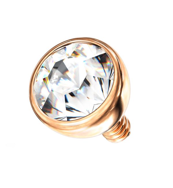Rose Gold PVD Bezel Clear CZ Stainless Steel Internally Threaded Top Online now