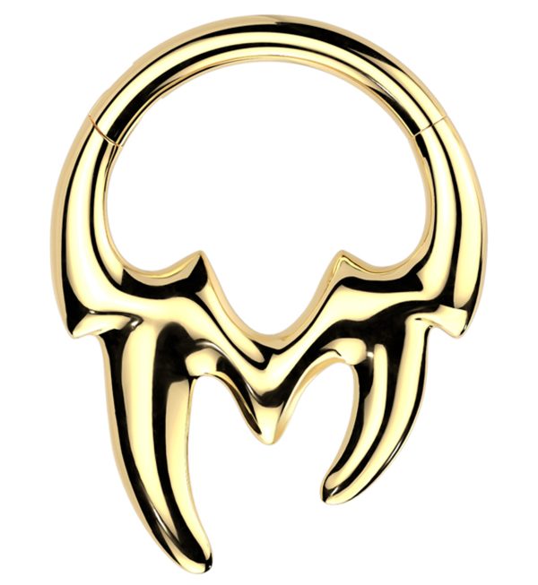 Gold PVD Fangs Titanium Hinged Segment Ring Fashion