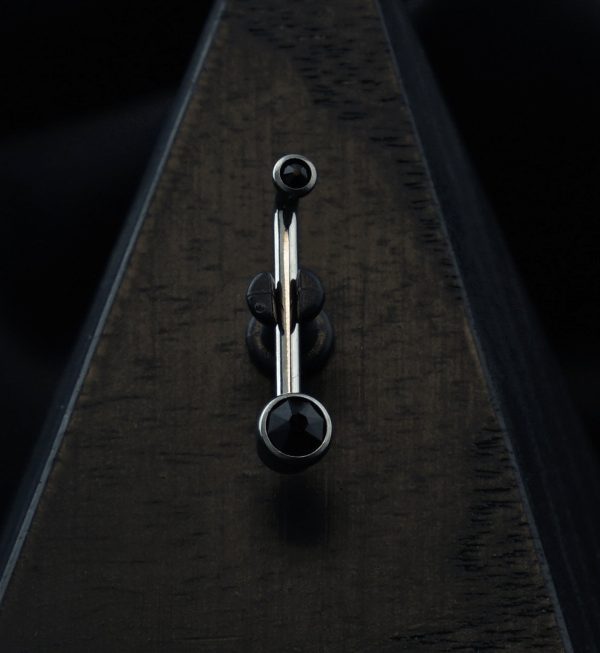Vertical Clitoral Hood Black CZ Bar Discount