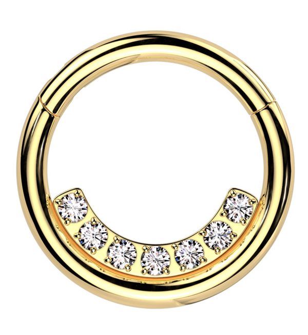 Gold PVD Ethereal Inner Clear CZ Row Stainless Steel Hinged Segment Ring Online