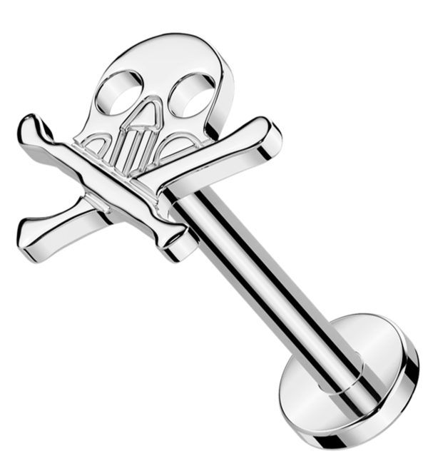 Skull And Crossbones Titanium Threadless Labret Fashion