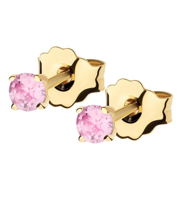 14kt Gold October Birthstone Pink CZ Stud Earrings Sale