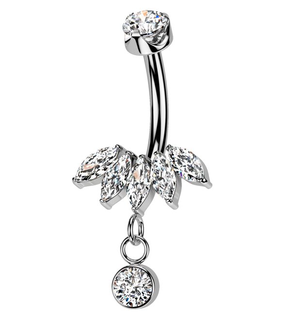 Half Crown Dangle Clear CZ Titanium Internally Threaded Belly Button Ring Online Sale