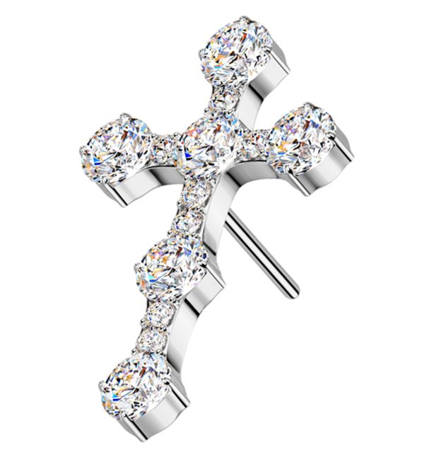 Baroque Cross Clear CZ Titanium Threadless Top Sale