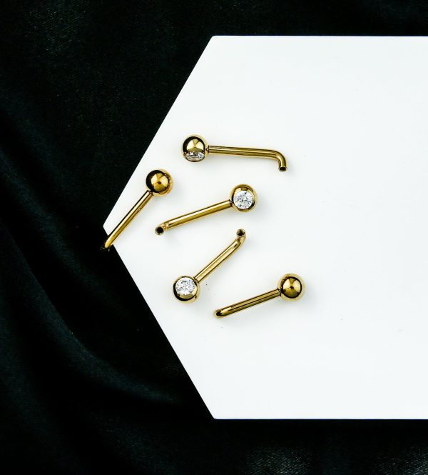 Gold PVD Clear CZ Vertical Clitoral Hood Internally Threaded Titanium Barbell (Barbell + One End Only) Online Sale - Image 2