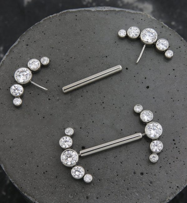Arch Clear CZ Titanium Threadless Nipple Ring Barbell Online - Image 2