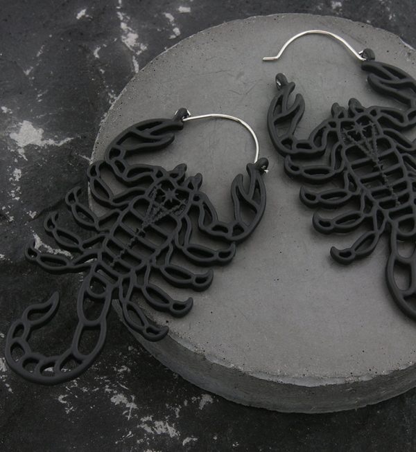 Black Scorpion Stainless Steel Plug Hoops For Sale - Image 2