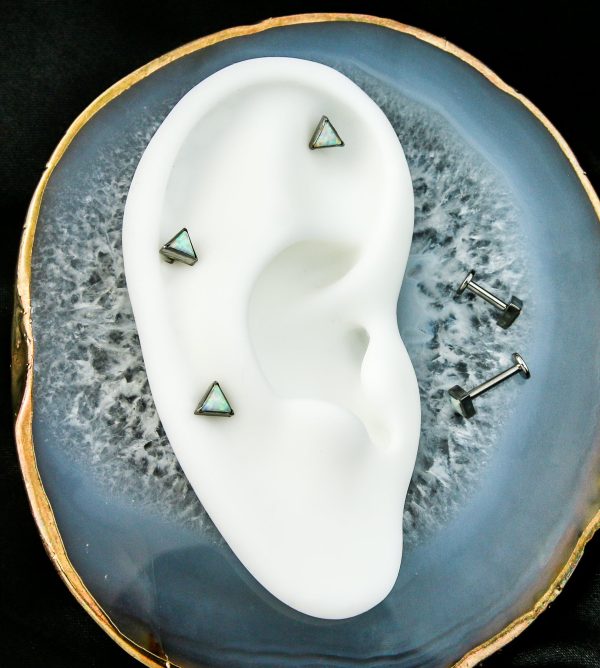 Triangle  White Opalite Internally Threaded Titanium Labret Online Sale - Image 2