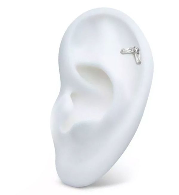 Point Baguette Clear CZ Titanium Internally Threaded Top Online Sale - Image 2