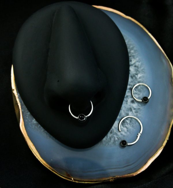 Black Onyx Stainless Steel Hinged Segment Ring on Sale