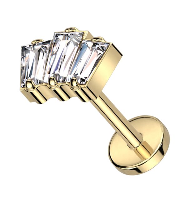 Gold PVD Trinal Clear CZ Threadless Titanium Labret Online