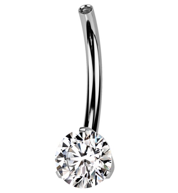 Prong Clear CZ Titanium Belly Button Ring (No Top) Fashion