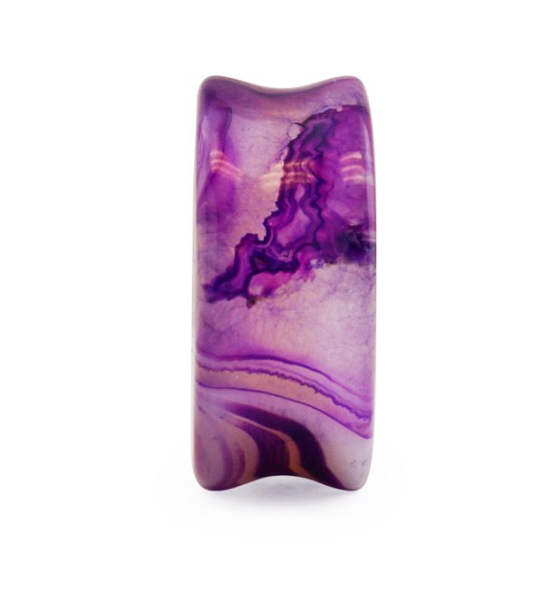 Purple Line Agate Stone Plugs Fashion - Image 4