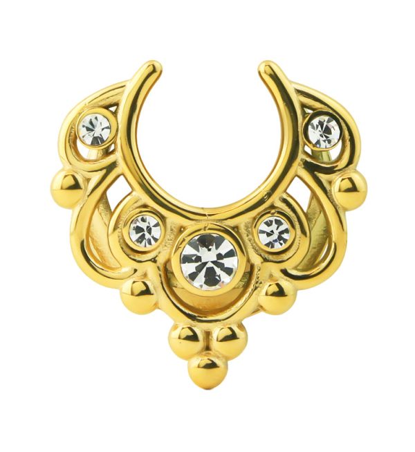 Gold PVD Filigree Clear CZ Stainless Steel Saddles Cheap - Image 3