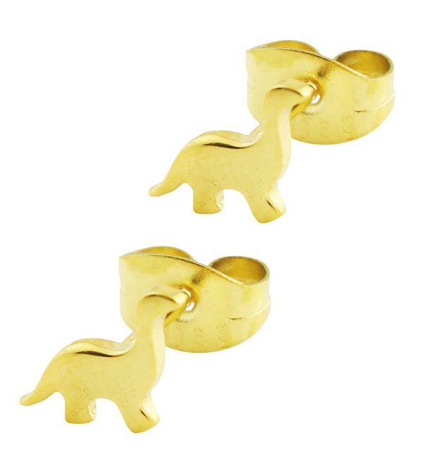 Gold PVD Dinosaur Stainless Steel Stud Earrings Sale