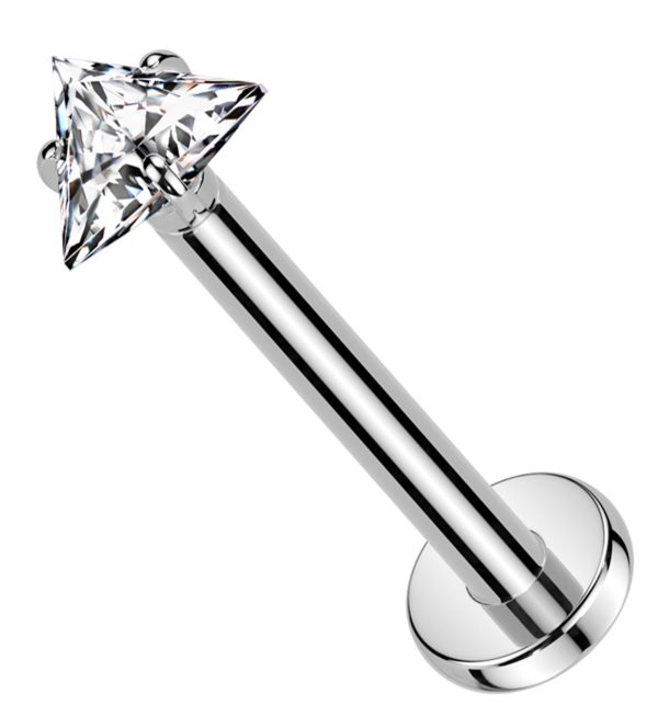 Triangle Prong Clear CZ Titanium Threadless Labret Hot on Sale