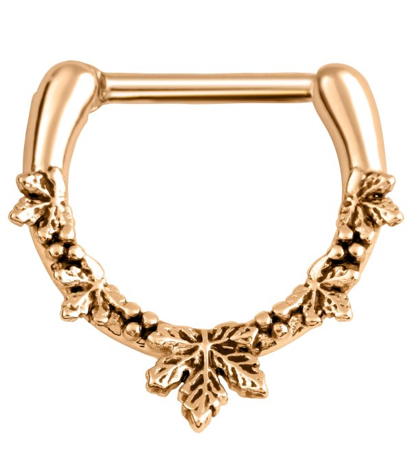 Rose Gold PVD Maple Leaf Straight Hinged Segment Ring Fashion