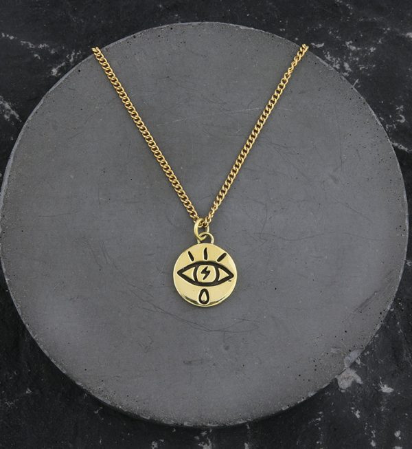 Electric Eye Brass Charm Necklace For Sale - Image 3