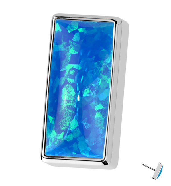 Baguette Blue Opalite Threadless Titanium Top For Cheap