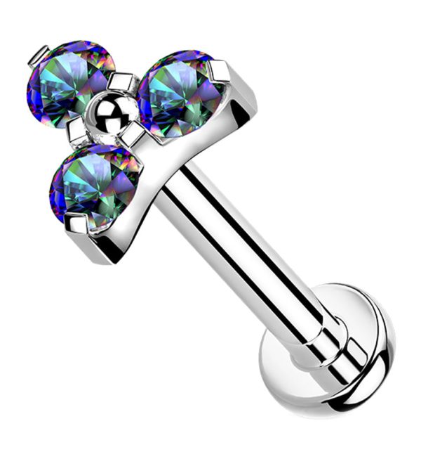 Triad Black Aurora CZ Titanium Internally Threaded Labret For Cheap