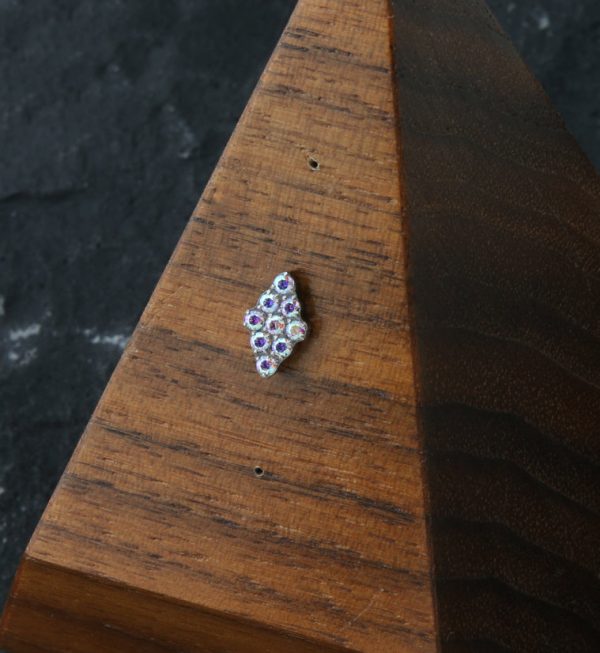 Rhombus Rainbow Aurora CZ Threadless Titanium Top Cheap - Image 2