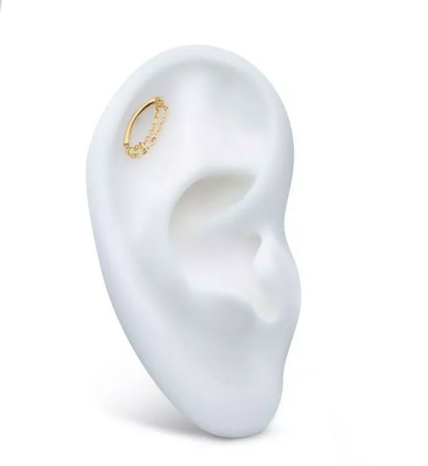 14kt Gold Curve Bar Double Dangle Chain Threadless Top Online - Image 3