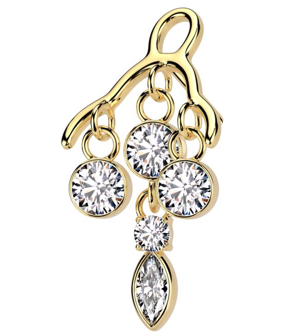 14kt Gold Chandelier Dangle Clear CZ Threadless Top Supply