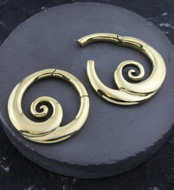 Swirl Brass Hinged Ear Weights Online now - Image 2