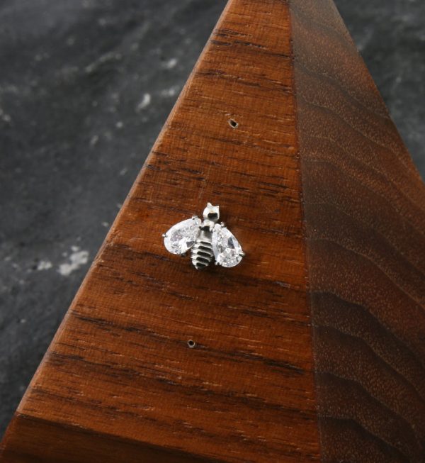 Bumblebee Clear CZ Wings Threadless Titanium Top Hot on Sale - Image 2