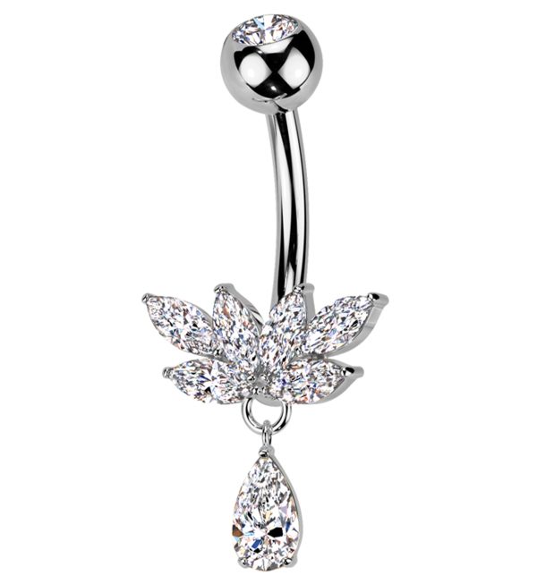 Laurel Clear CZ Teardrop Dangle Titanium Belly Button Ring Online now
