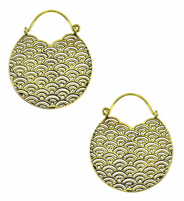 Seigaiha Brass Hinged Hangers Earrings Cheap
