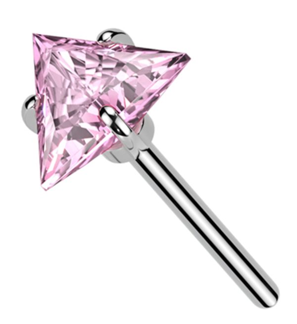 Triangle Pink CZ Titanium Threadless Top Online Sale