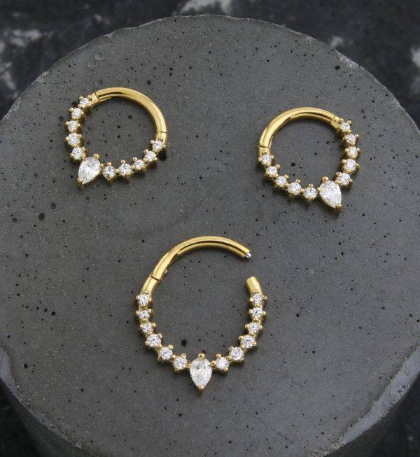 Gold PVD Icicle Stainless Steel Hinged Segment Ring Sale - Image 2