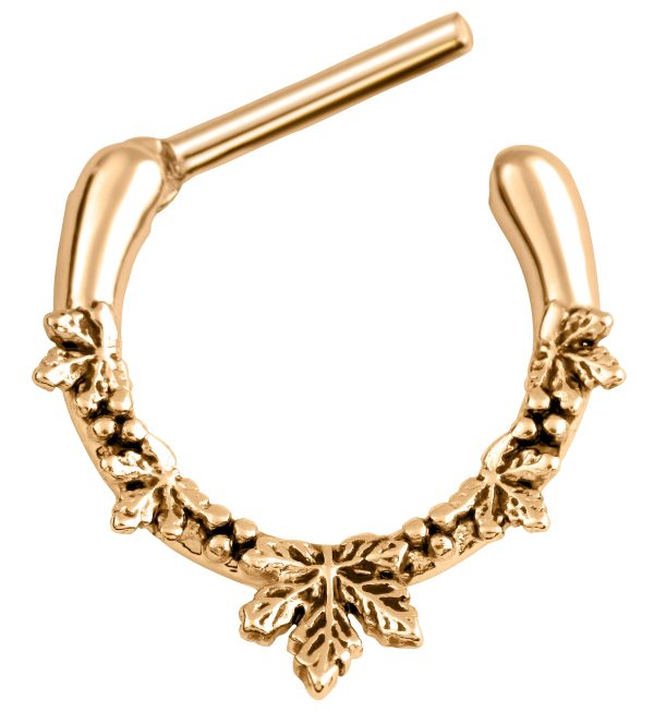 Rose Gold PVD Maple Leaf Straight Hinged Segment Ring Fashion - Image 3