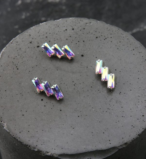 Triple Slant Rainbow Aurora CZ Internally Threaded Titanium Top Sale - Image 2
