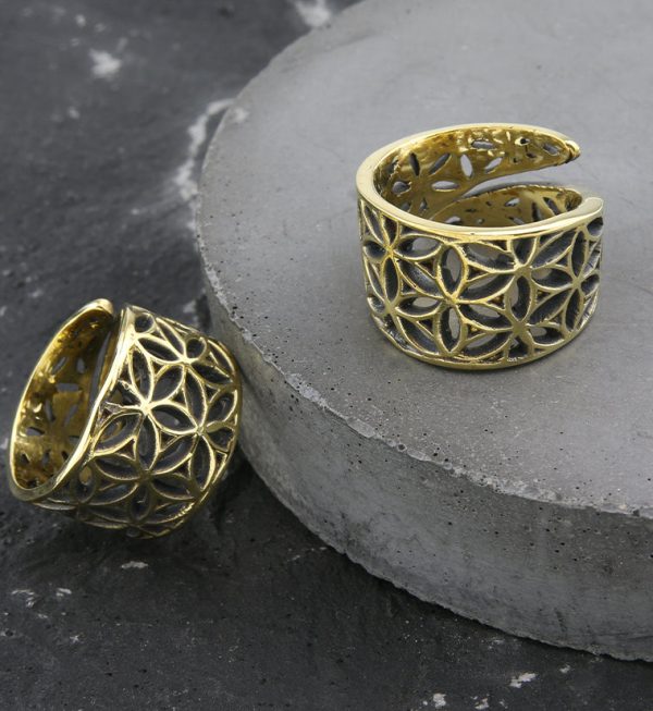 Flower Of Life Brass Ring Fashion - Image 2